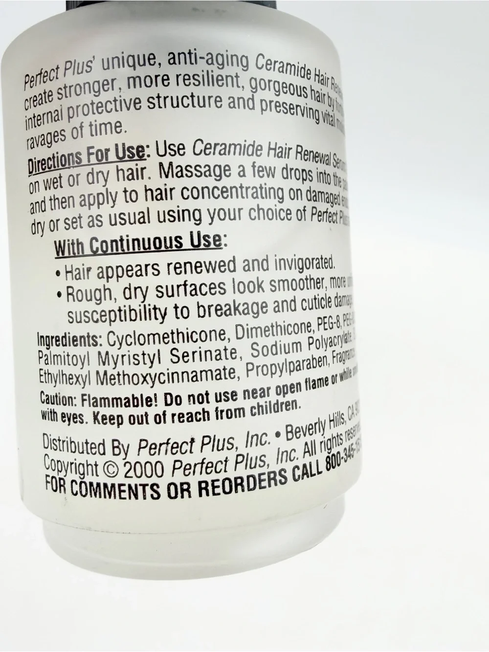 Nick Chavez Perfect Plus Ceramide Hair Renewal Serum Dropper 1 oz New Old Stock